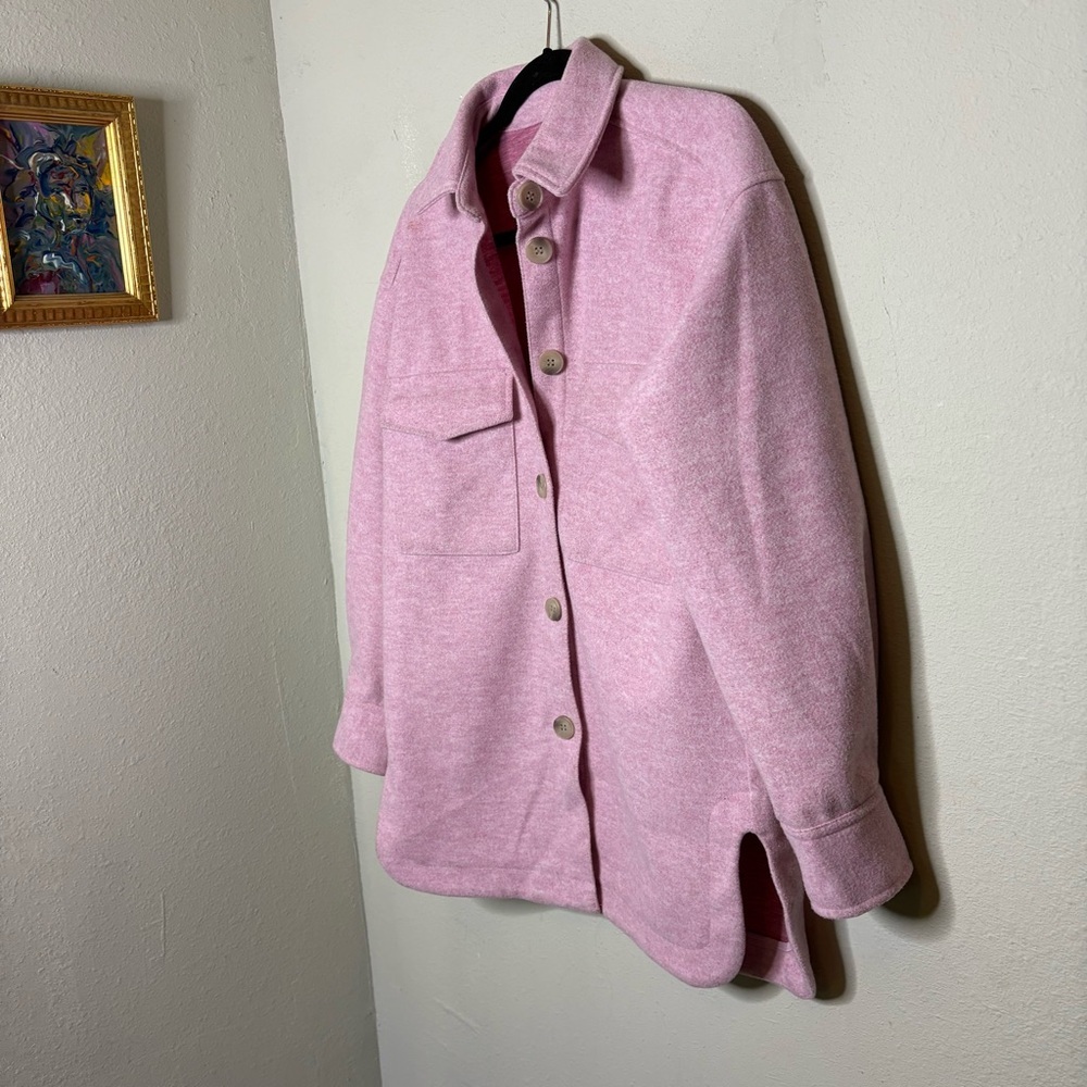 H&M Light Pink Button-Up Shacket Jacket Size XS - Picture 2 of 6